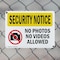 Signmission No Photos Or Video Allowed OSHA Security Notice Sign, Plastic, 10in W x 7in L, 2PK OS-2PACK-SN-P-710-L-11617 - alternate 5